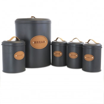 Kitchen Food Storage and Organization 5 Piece Canister Set in Grey