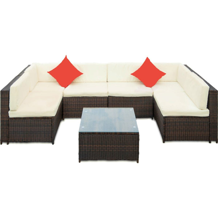 Backyard Patio Garden PE Rattan Sectional Corner Sofa Furniture Set 7 Pieces - Home Traders Sources
