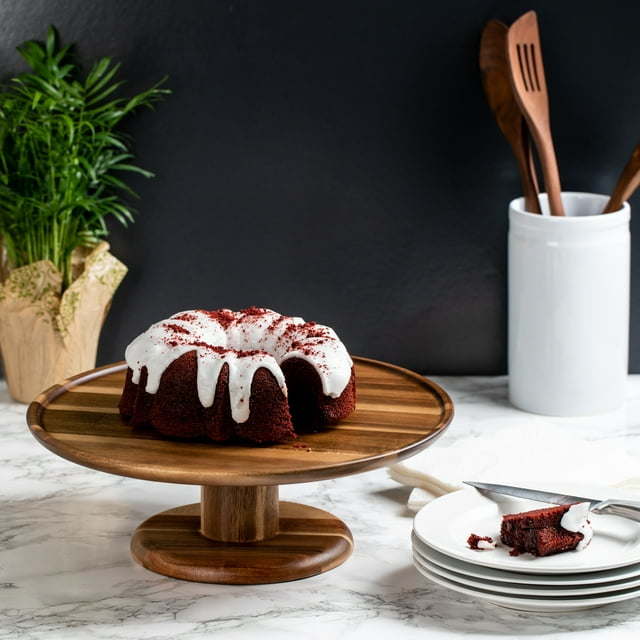 Acacia Wood Round Cake Stand