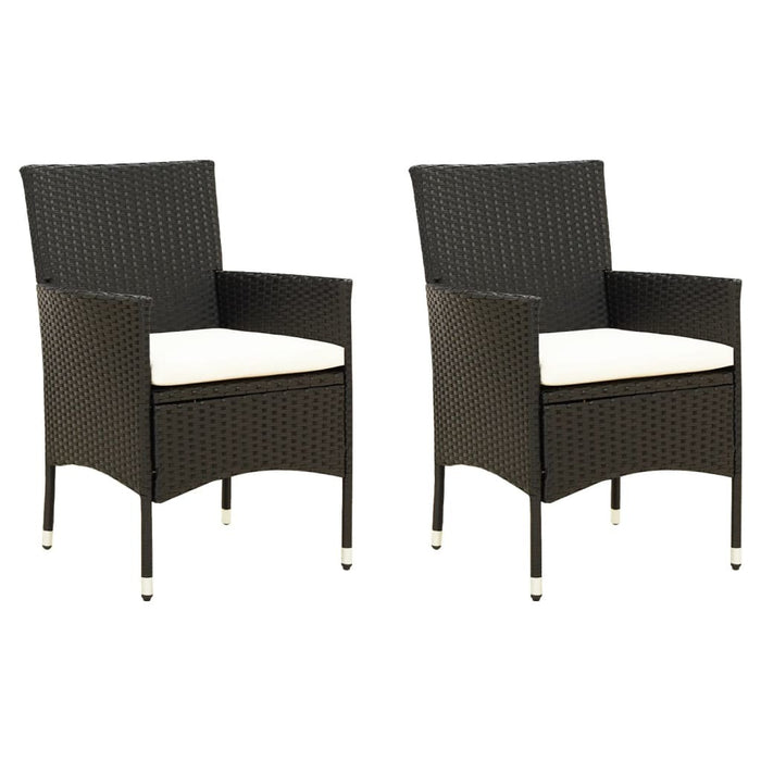 Patio Chairs with Cushions 2 pcs Poly Rattan Black - Home Traders Sources