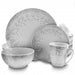Gibson Platinum Dots 16 Piece Round Ceramic Dinnerware Set - Home Traders Sources
