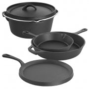 MegaChef Pre-Seasoned Cast Iron 5-Piece Kitchen Cookware Set, Pots and Pans - Home Traders Sources