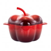 MegaChef Pepper Shaped 3 Quart Enameled Cast Iron Casserole in Red - Home Traders Sources
