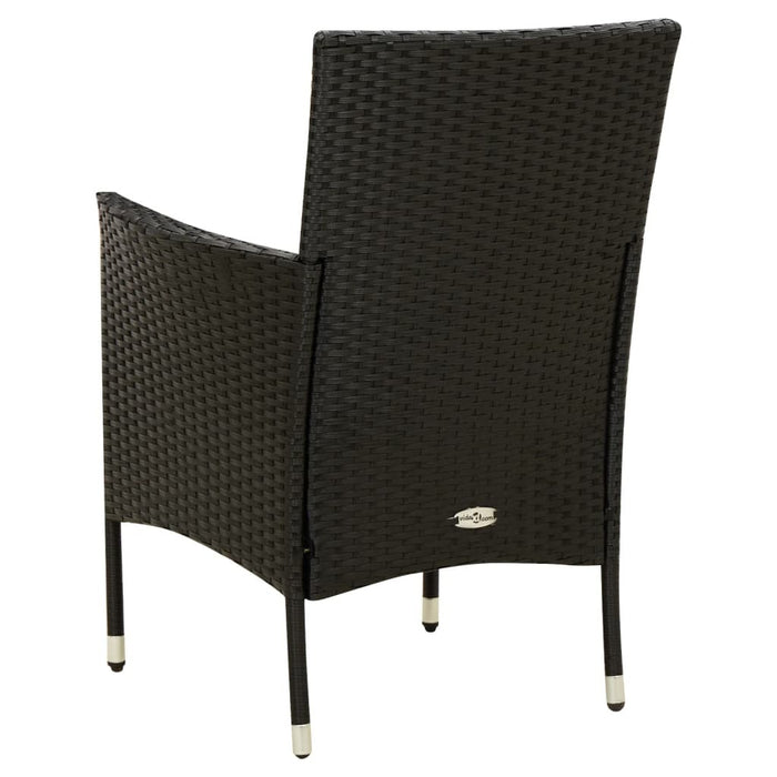 Patio Chairs with Cushions 2 pcs Poly Rattan Black - Home Traders Sources