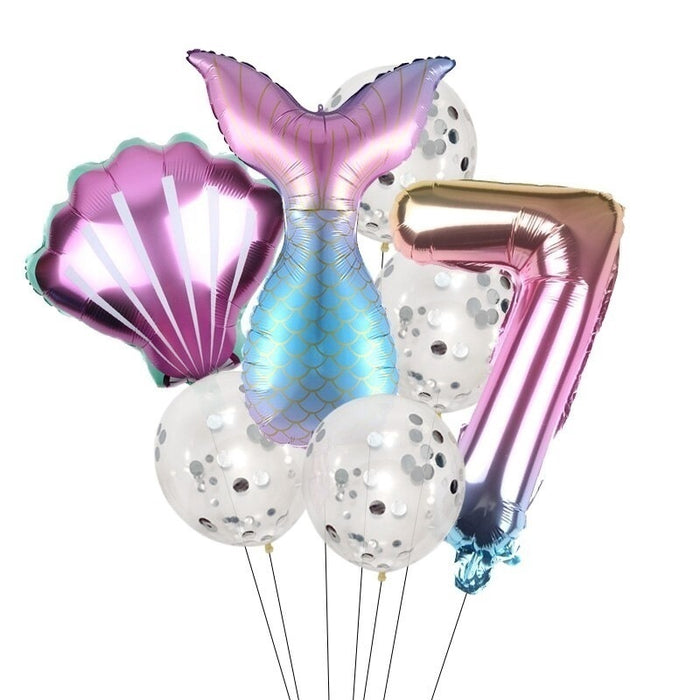7pcs / Set Balon Latex Bentuk Mermaid Untuk Ulang Tahun - Home Traders Sources