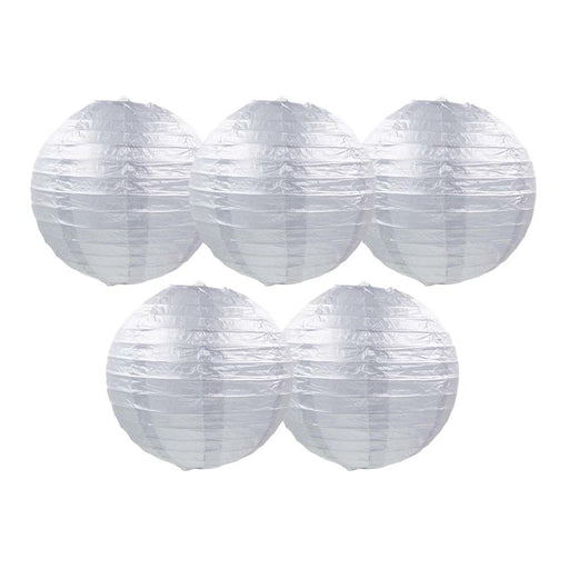 8 Inches 5 Pcs Silver Chinese Style Paper Lantern Blank Decorative Hanging Lanterns for Garden Party Wedding Lampshade - Home Traders Sources