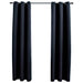 Blackout Curtains with Rings 2 pcs Black 37"x84" Fabric - Home Traders Sources