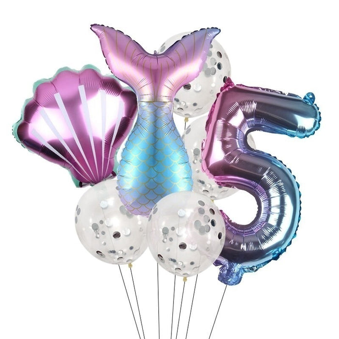 7pcs / Set Balon Latex Bentuk Mermaid Untuk Ulang Tahun - Home Traders Sources