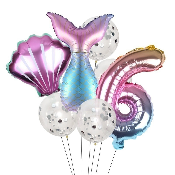 7pcs / Set Balon Latex Bentuk Mermaid Untuk Ulang Tahun - Home Traders Sources