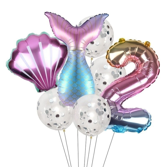 7pcs / Set Balon Latex Bentuk Mermaid Untuk Ulang Tahun - Home Traders Sources