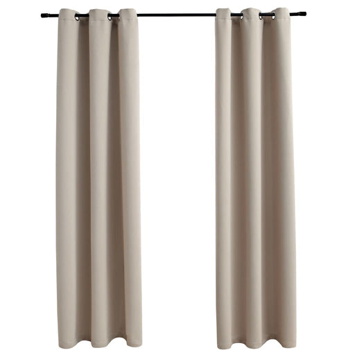 Blackout Curtains with Rings 2 pcs Beige 37"x84" Fabric - Home Traders Sources