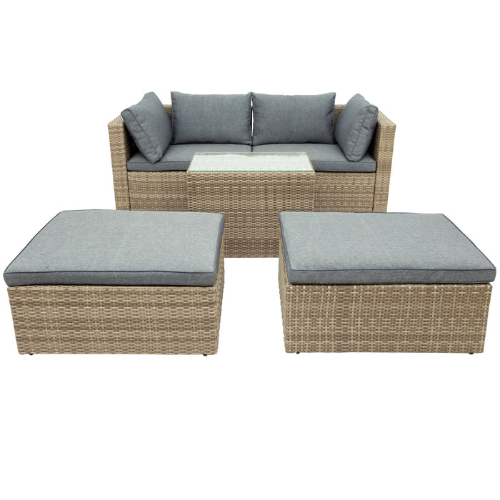 Outdoor Patio Furniture Set, 5-Piece Wicker Rattan Sectional Sofa Set - Home Traders Sources
