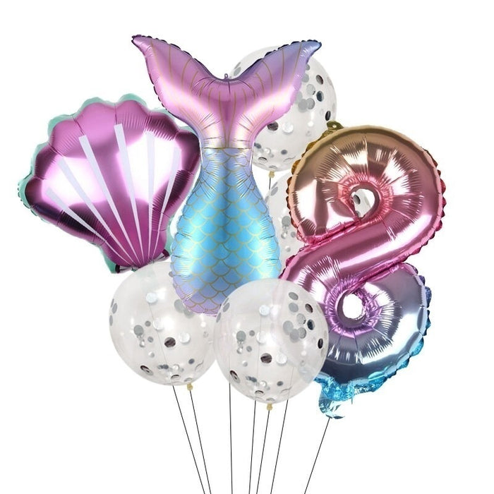 7pcs / Set Balon Latex Bentuk Mermaid Untuk Ulang Tahun - Home Traders Sources