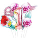 7pcs mermaid Ariel cartoon balloons princess foil balloon 32Inch Number birthday party decor LUZONG - Home Traders Sources