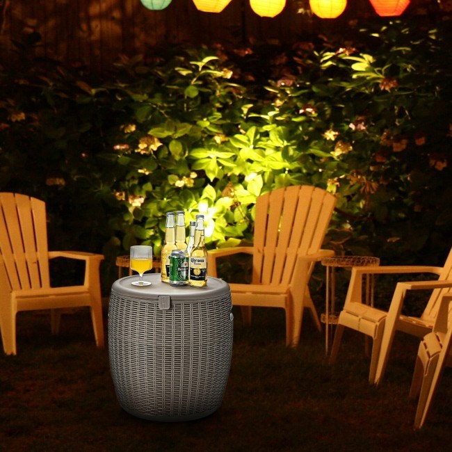 9.5 Gallon 4-in-1 Patio Rattan Cool Bar Cocktail Table Side Table XH - Home Traders Sources