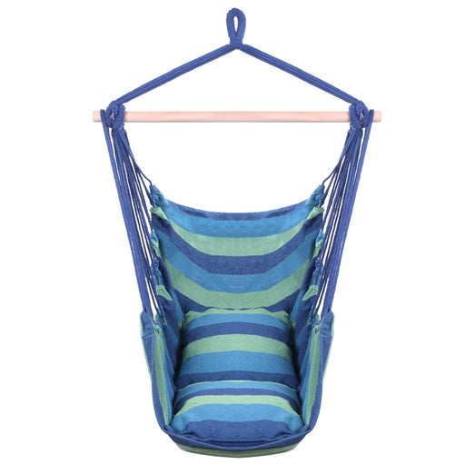 Hammock Hanging Rope Chair with Pillows Blue - Home Traders Sources