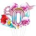 7pcs mermaid Ariel cartoon balloons princess foil balloon 32Inch Number birthday party decor LUZONG - Home Traders Sources