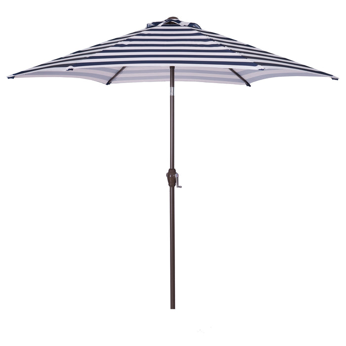 Outdoor Patio 8.6-Feet Market Table Umbrella with Push Button Tilt and Crank, Blue White Stripes[Umbrella Base is not Included] - Home Traders Sources