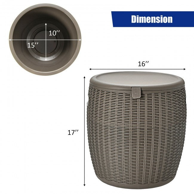 9.5 Gallon 4-in-1 Patio Rattan Cool Bar Cocktail Table Side Table XH - Home Traders Sources