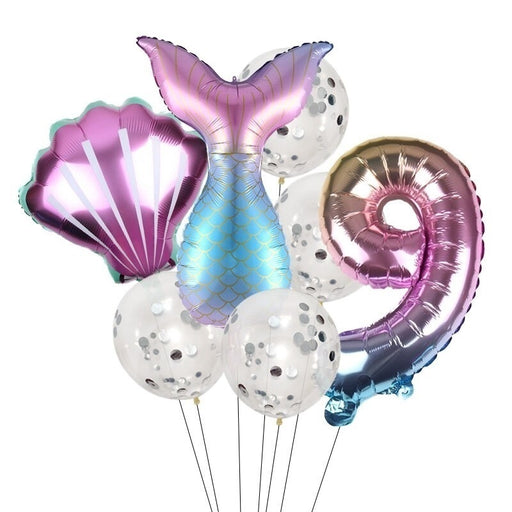 7pcs / Set Balon Latex Bentuk Mermaid Untuk Ulang Tahun - Home Traders Sources