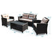 Garden Patio Rattan Armrest Furniture Set Table With Lower Shelf  4 Pcs Set - Home Traders Sources