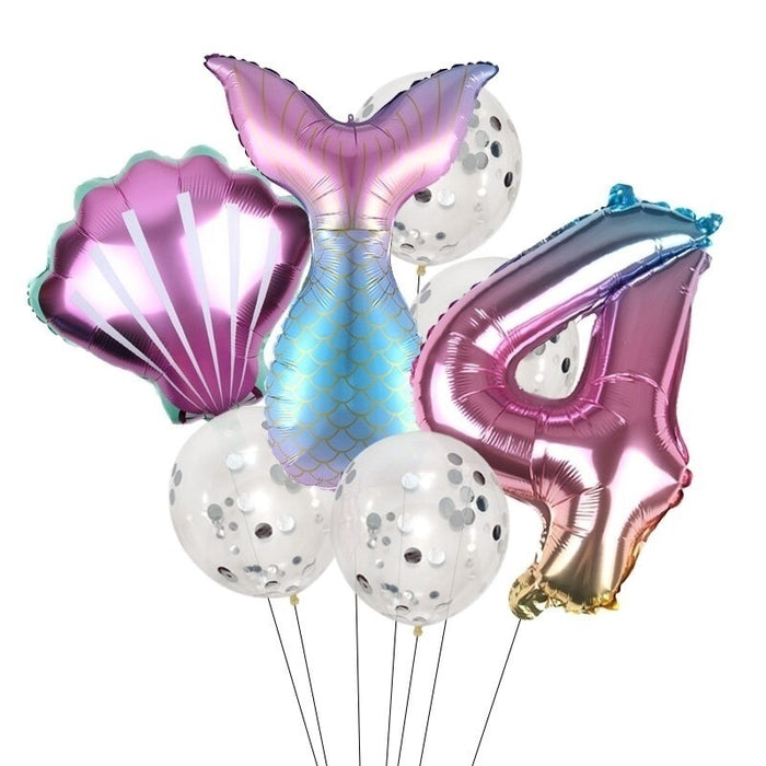 7pcs / Set Balon Latex Bentuk Mermaid Untuk Ulang Tahun - Home Traders Sources