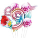7pcs mermaid Ariel cartoon balloons princess foil balloon 32Inch Number birthday party decor LUZONG - Home Traders Sources