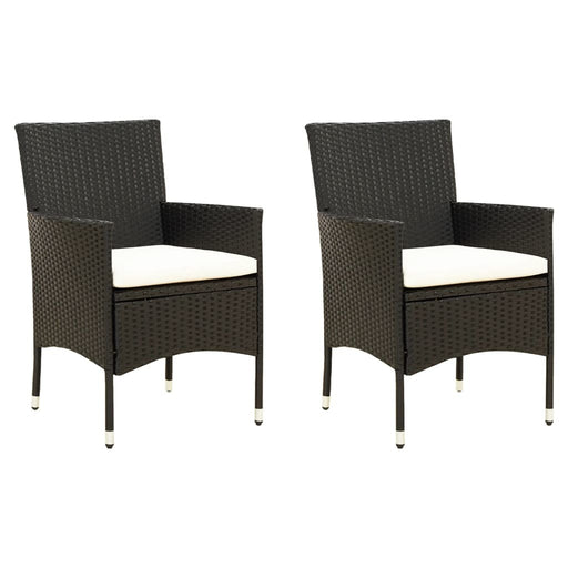 Patio Chairs with Cushions 2 pcs Poly Rattan Black - Home Traders Sources