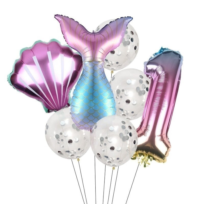 7pcs / Set Balon Latex Bentuk Mermaid Untuk Ulang Tahun - Home Traders Sources