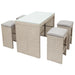 5-piece Rattan Outdoor Patio Furniture Set Bar Dining Table Set with 4 Stools - Home Traders Sources