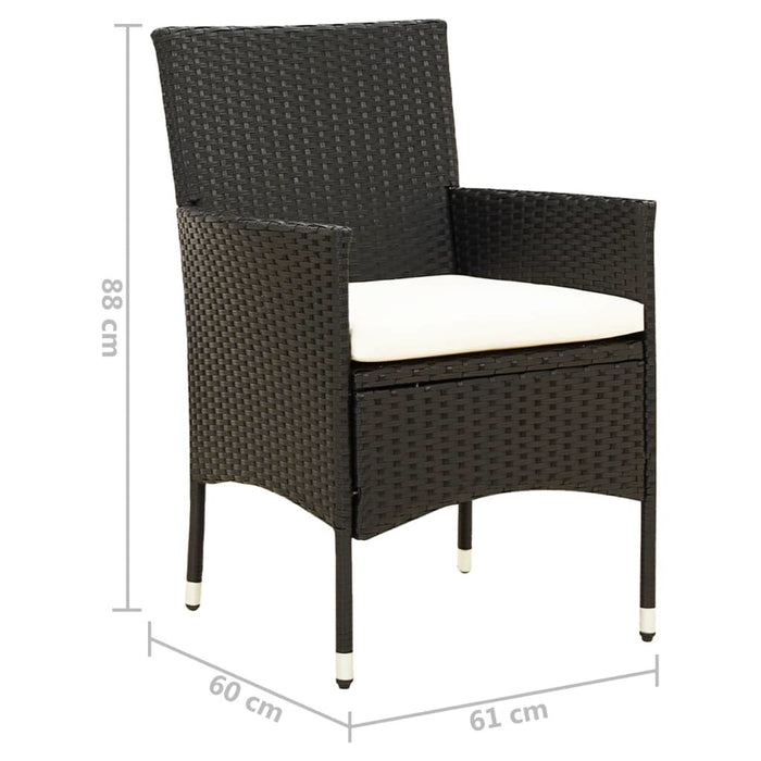 Patio Chairs with Cushions 2 pcs Poly Rattan Black - Home Traders Sources
