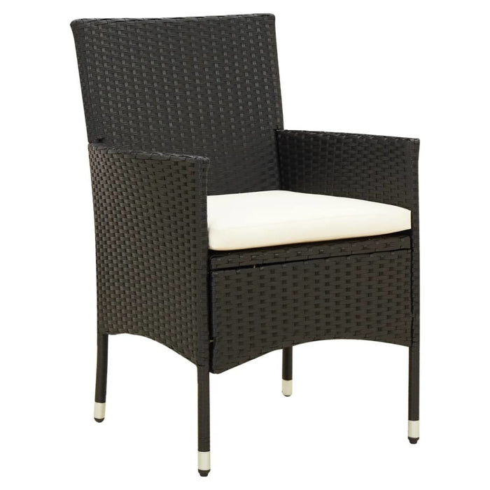 Patio Chairs with Cushions 2 pcs Poly Rattan Black - Home Traders Sources